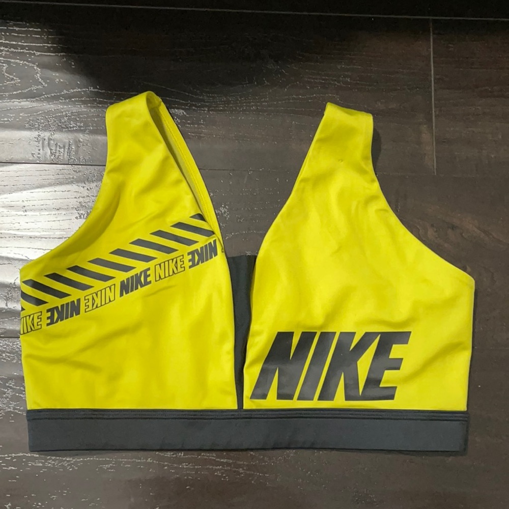 Nike Dri-Fit Yellow and Black Sport Bra - XL